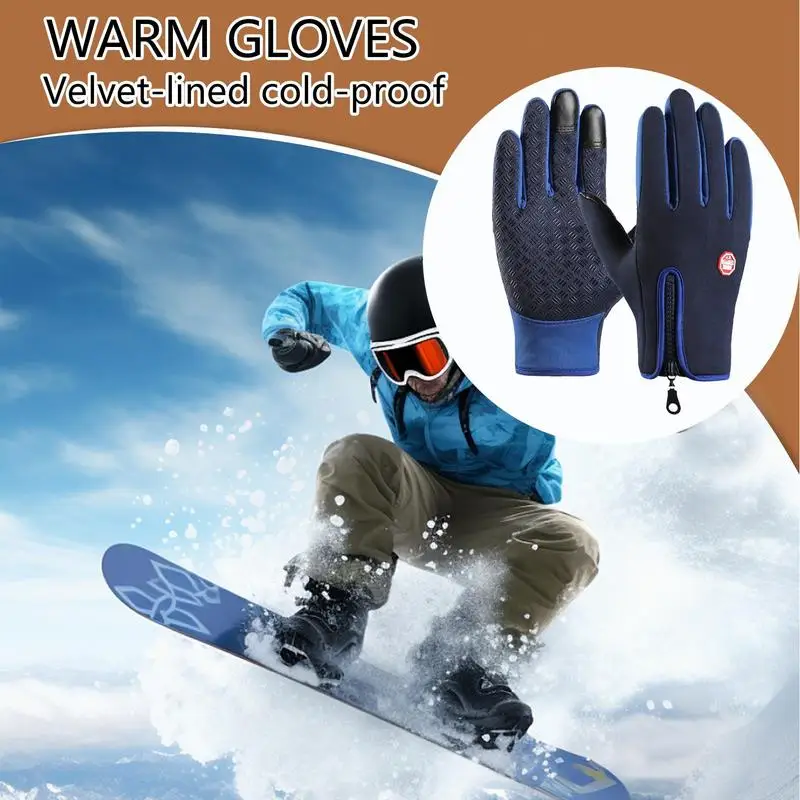 Running Gloves Water Resistant Cycling Gloves With Touch Screen Fingers Zipper Design Warm Gloves Cold Weather Cycling Gear For