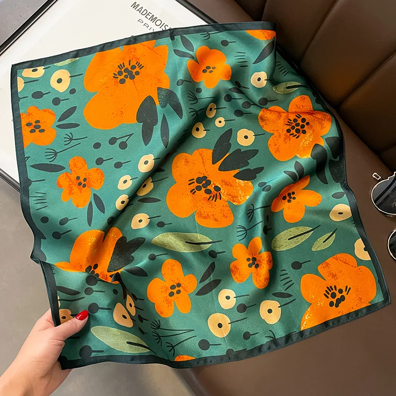100% Pure Silk Scarf Women Original Rose Red Floral Small Neck Scarves Female Bandana Hair Bands Ladies Winter Accessories
