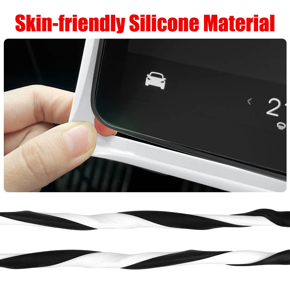 For Tesla Model 3 Y White Black Navigation Screen Protector Central Control Frame Edge Cover Silicone