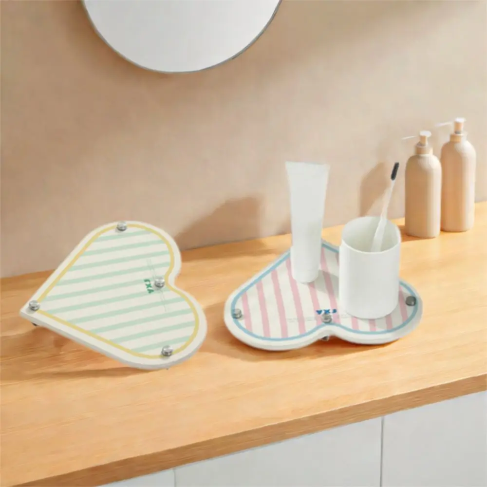 

Heart Pattern Diatom Mud Bathroom Tray Quick-Drying Water-absorbent Cosmetic Storage Tray Anti-slip Moisture-proof
