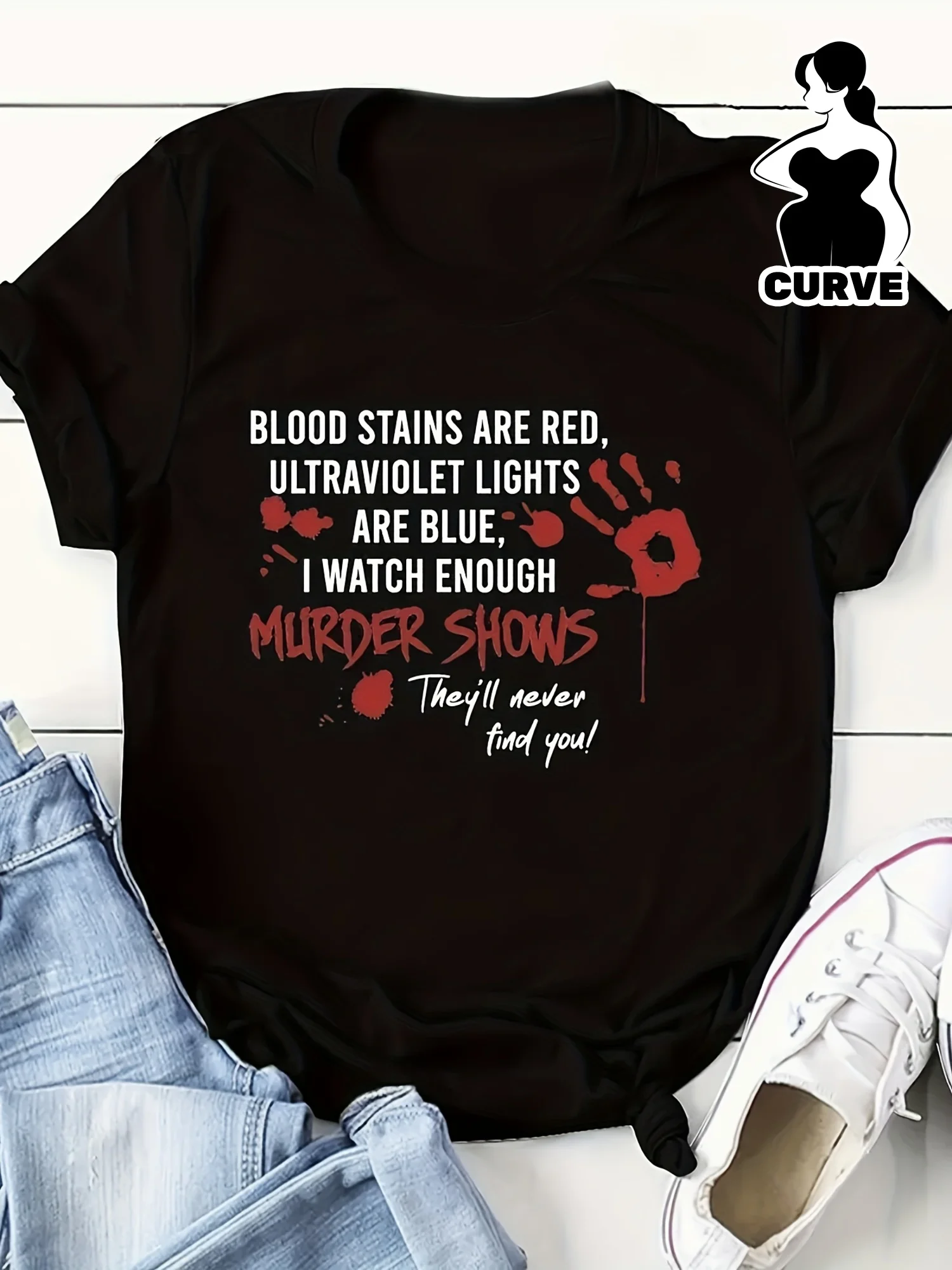 

MURDER SHOWS Printed Crew Neck T-Shirt- Fashion Women'S Graphic Print T-Shirt- Casual Short Sleeve Crew Neck Top