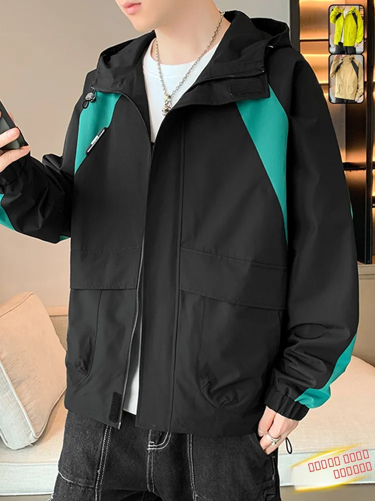 

Мужская куртка с капюшоном, весенне-осенняя, новая, ветрозащитная, для альпинизма, рабочая одежда, повседневная молодежная модная верхняя одежда из полиэфирного волокна