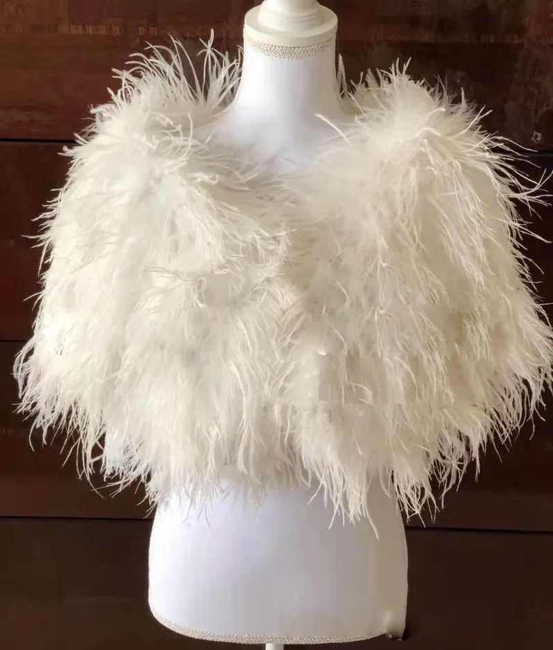 Women Real Ostrich Feather Fur Shrug Fluffy Shawl Bridal Wedding Fluffy Wraps for Evening Party