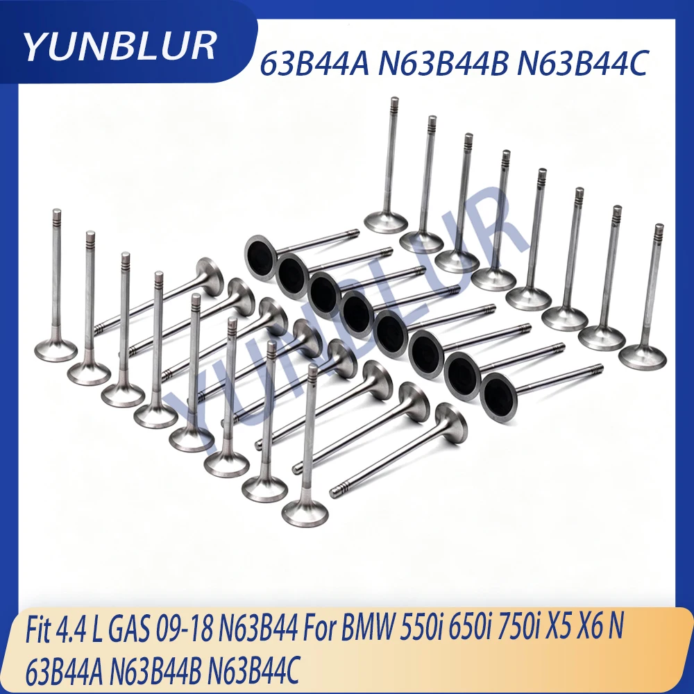 N63 32pcs Engine Part Intake & Exhaust Valve Kit Fit 4.4 L N63B44 GAS 09-18 For BMW 550i 650i 750i X5 X6 N63B44A N63B44B N63B44C