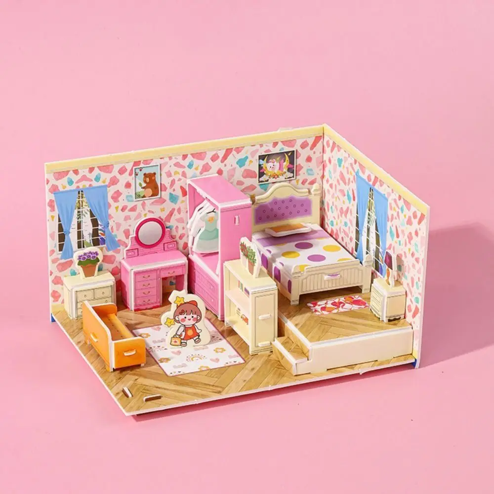 3D Stereo Puzzle Kitchen 3D Model 3D Room Model Puzzle Kitchen Bedroom 3D Room Cardboard Handmade Miniatures Room Model Craft