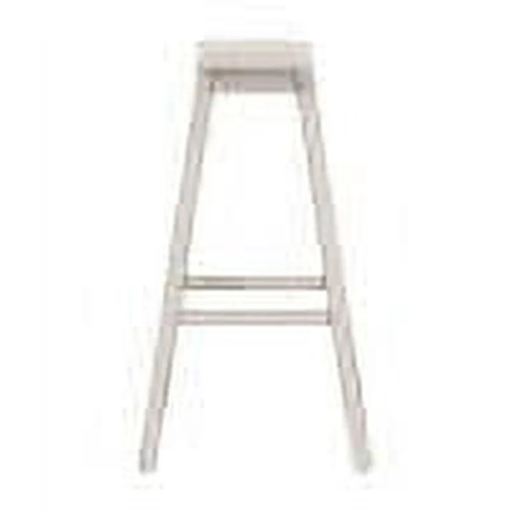 Farmhouse Backless Wood Saddle Bar Stool Rustic Distressed Finish Comfortable Footrest Kitchen Dining Coastal Cottage Assembly