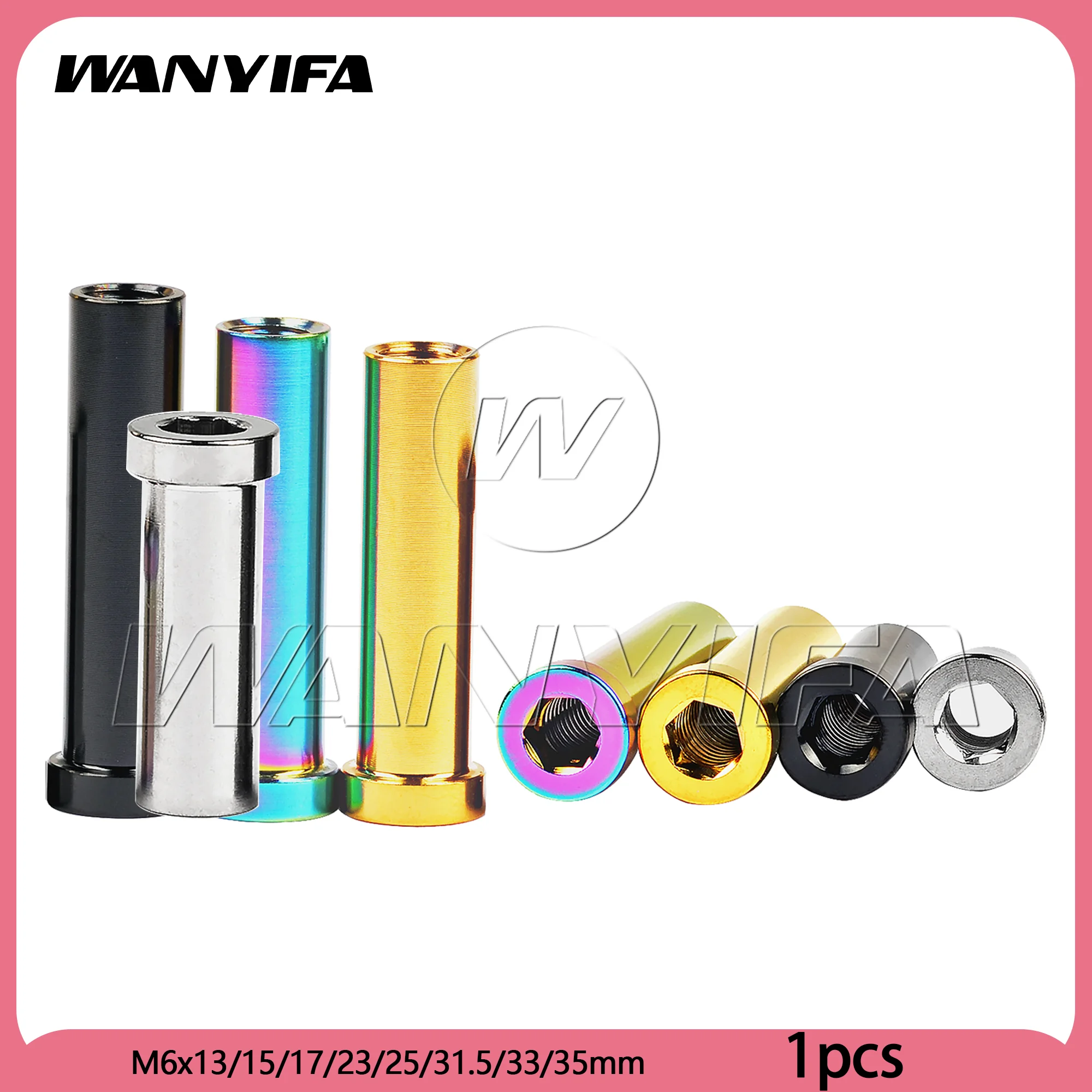 Wanyifa Titanium Nut M6x13/15/17/23/25/31.5/33/35mm Full Length  for Road Bicycle Brake