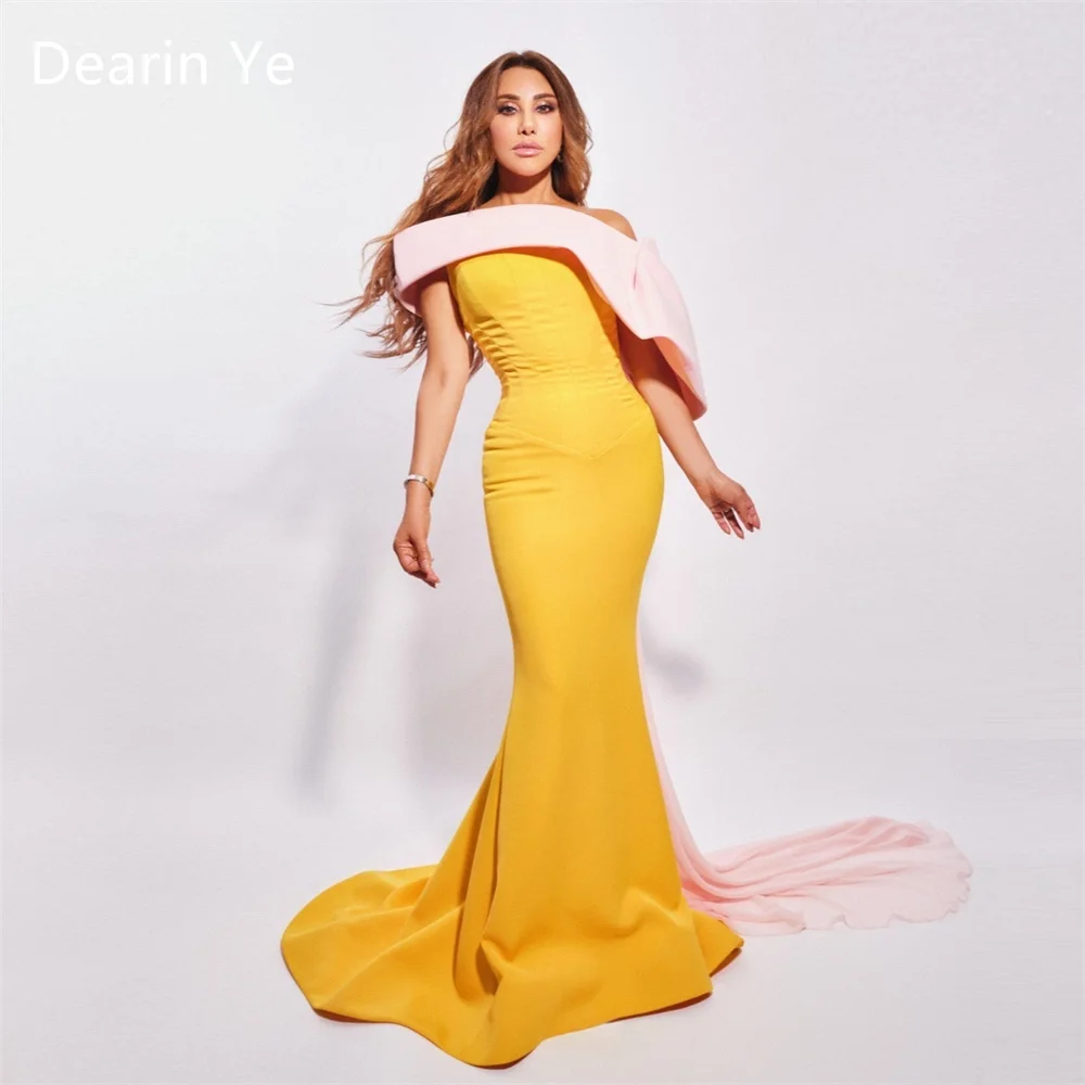 

Saudi Arabia Dearin Off-the-shoulder Mermaid Floor Length Skirts Draped Layered Ruffle Bespoke Occasion Dresses Prom Dress Eveni