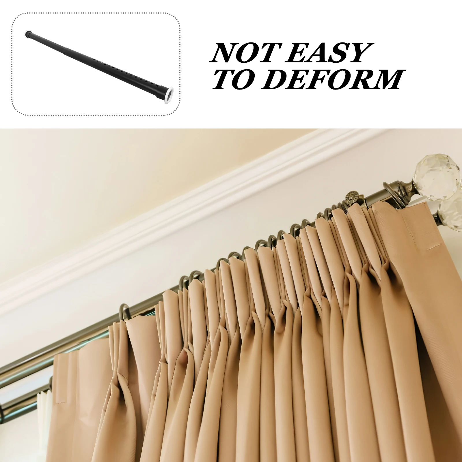 

Adjustable Curtain Rod Heavy Duty Tension Spring Loaded for Shower Window Balcony Room Divider Pipe 32Mm Diameter No Drill