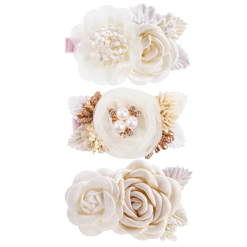 1or2or3pcs Spring Style Pink White Rose Flower Sweet Cute Beauty Baby Girl Headband Handmade New Hair Design Popular Fashion