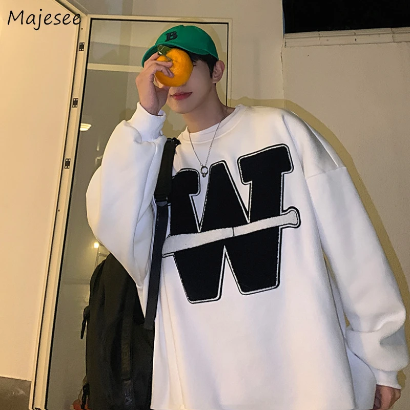 

No Hat Hoodies Men American Retro Cool Letter Design All-match Teens High Street Handsome Personality All-match Casual College