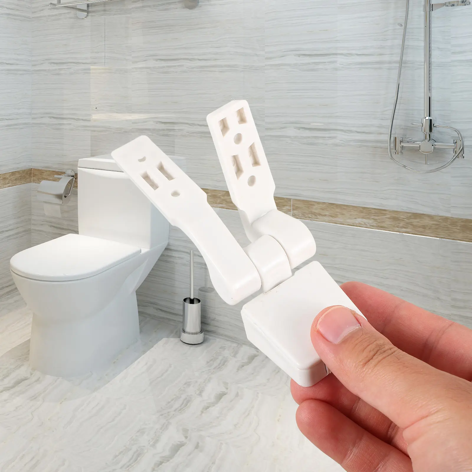 

1Pair Toilet Seat Hinge Kit Includes Bolts Nuts Screws ABS Material Lightweight Quiet Smooth Operation Toilet Seat Hardware