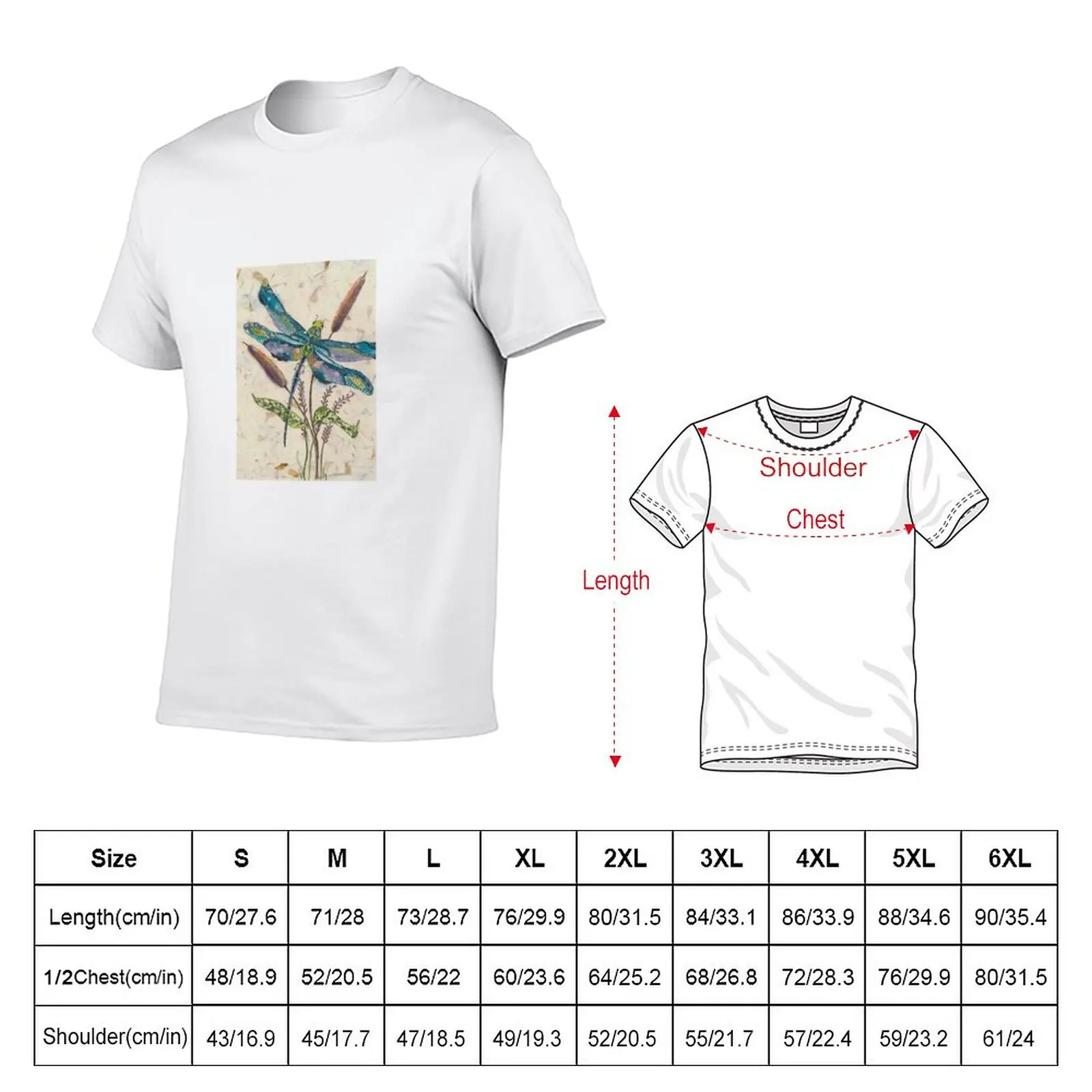 Dragonfly and Cattails T-Shirt heavyweight t shirts graphic t shirts quick drying t-shirt custom t shirts mens graphic t-shirts