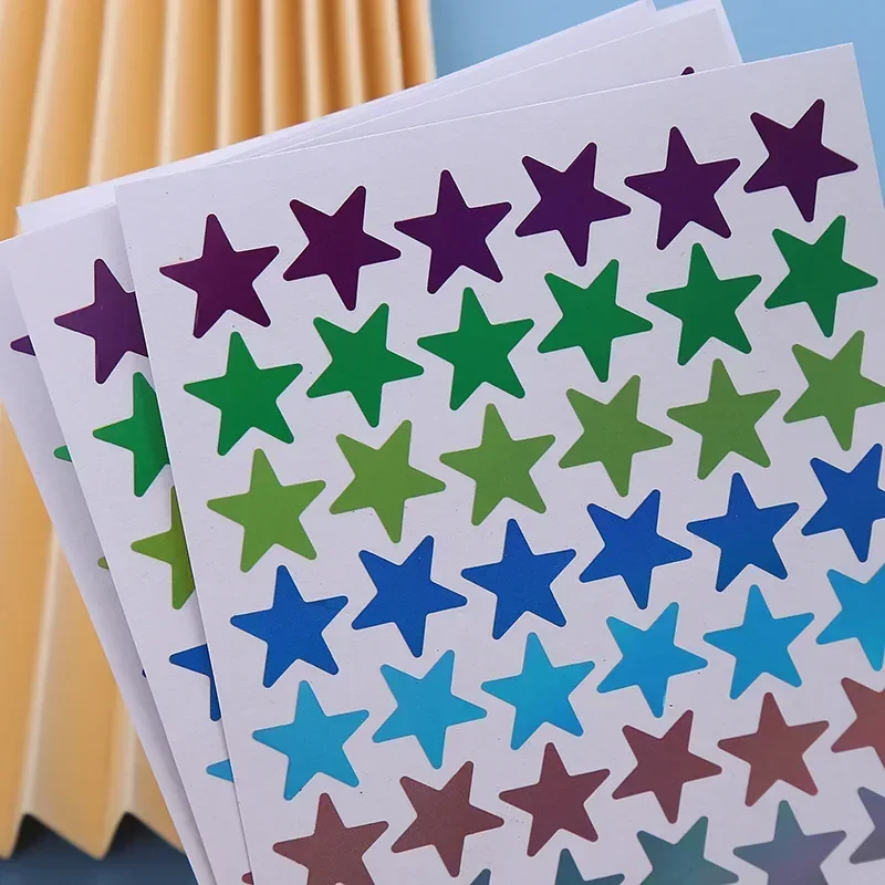 Juego de pegatinas de estrella láser para niños, Color dorado y plateado, pegatina de álbum de recortes para papelería, regalo creativo para estudiantes, 5 hojas