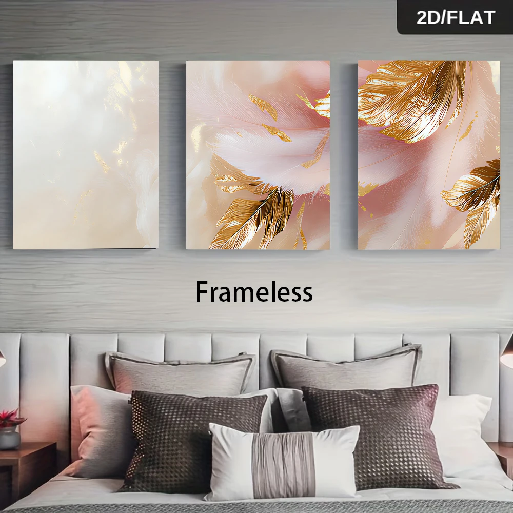 3PCS Frameless,1 set of three-panel forest mountain scenery frameless decorative painting, sofa background wall triptych, 2D fla
