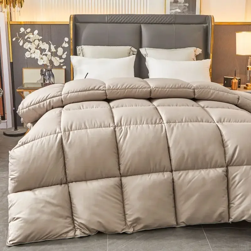 White Goose Feather Comforters Student Dorm Household Bedroom Bedclothes Breathable Soft Cozy Warm High Density Down-proof Quilt