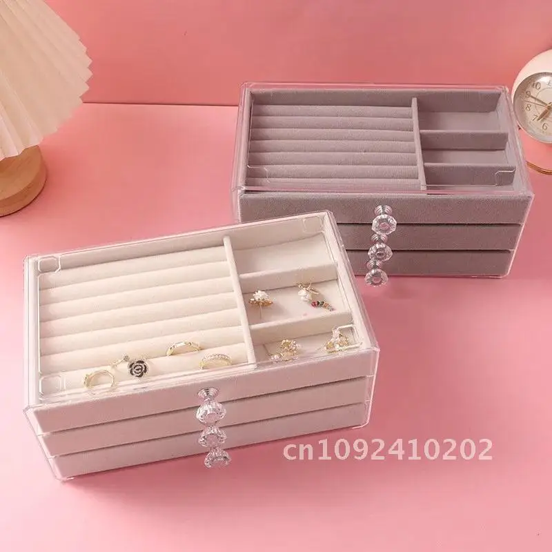 

Soft Velvet Three-layer Jewelry Storage Jewelry Box, Display Box Portable Necklace Ring Earrings Box Jewelry Storage