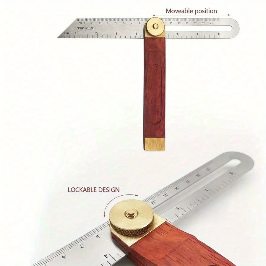 Stainless Steel T-Bevel Gauge with Locking Protractor & Adjustable 0-360° Angle Finder Easy-to-Read Markings, Ergonomic Handle f