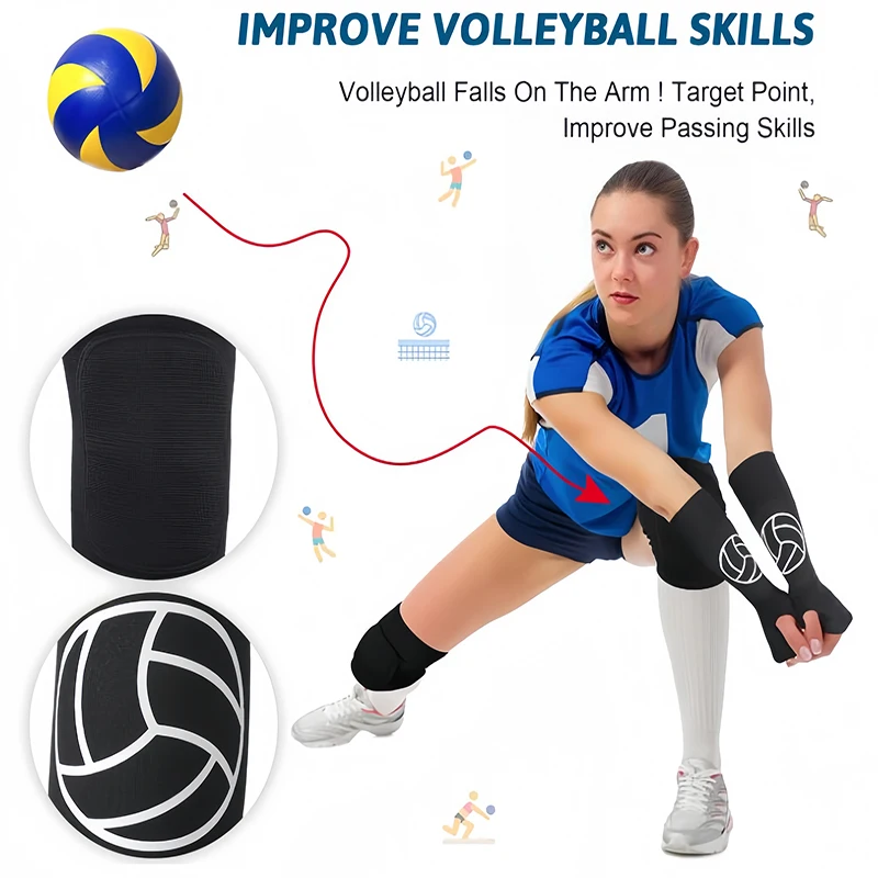 Volleyball Knee Pads and Arm Sleeves Girl Women Teens Volleyball Train Accessories with Protection Pad Thumb Hole