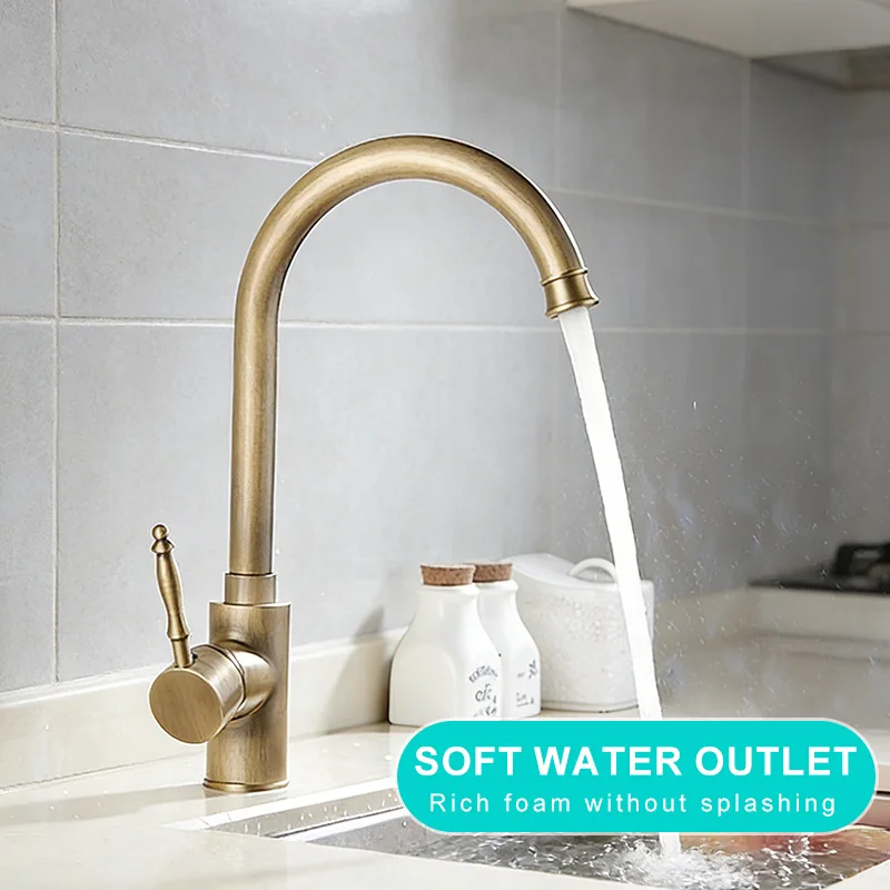 MOLI Retro antique kitchen faucet Crane For Kitchen Hot and Cold  Water Taps Sink Mixer All copper body ML977