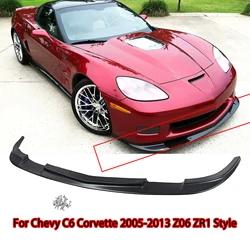 3PCS Car Front Bumper Lip Splitter Lip For Chevy C6 Corvette 2005-2013 Z06 ZR1 Style Carbon Fiber Style Glossy Black Matte Black