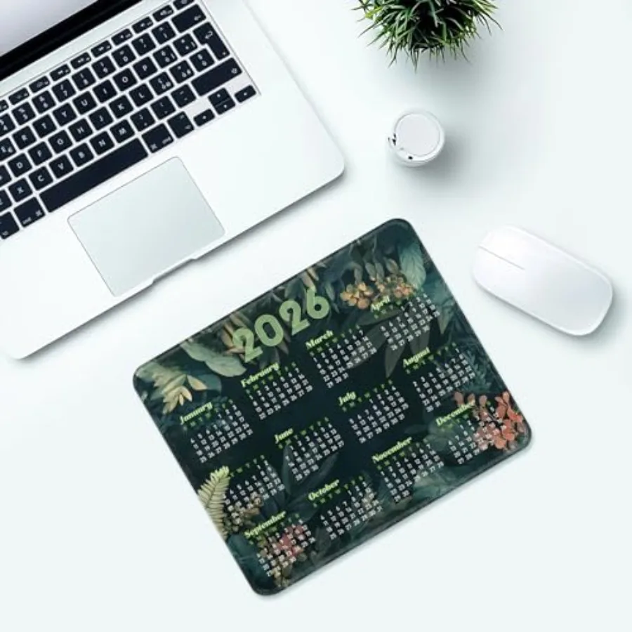 2026 Calendar Mouse Pad, 240mm×200mm Small Waterproof Mouse Mat with Stitched Edges and Non-Slip Rubber Base for Office Home Ga