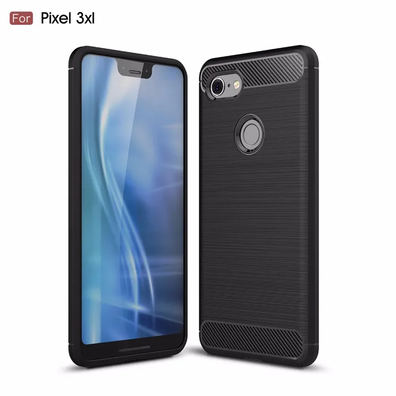 

Rubber Silicone Case for Google Pixel 3XL Shockproof Carbon Fiber Phone Cover For pixel 3 xl google Soft TPU Cases