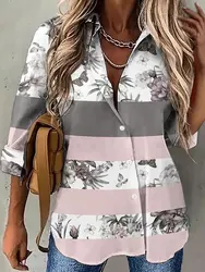 Spring and Autumn Fashion Women Shirts Loose Large Size Shirts Women's Casual Long Sleeve Ladies Tops