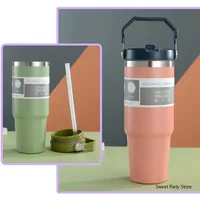 900ML Stainless Steel Thermos Mug With Straw Keeps Cold and Heat Thermal Mug Tumbler Outdoor Sports Thermal Water Bottle