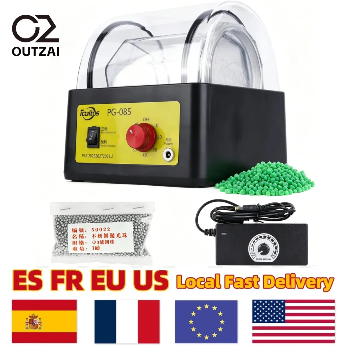 110V Mini PG-085 Rotary Tumbler Jewelry Polishing Machine Polisher Kit With Polishing Abrasive & Beads 0.85L Capacity Adjustable Speed 100-268RPM Jewelry Rotation Barrel Grinder with Noise Reduction Metal Jewelry Rotary Barrel Grinding Machine