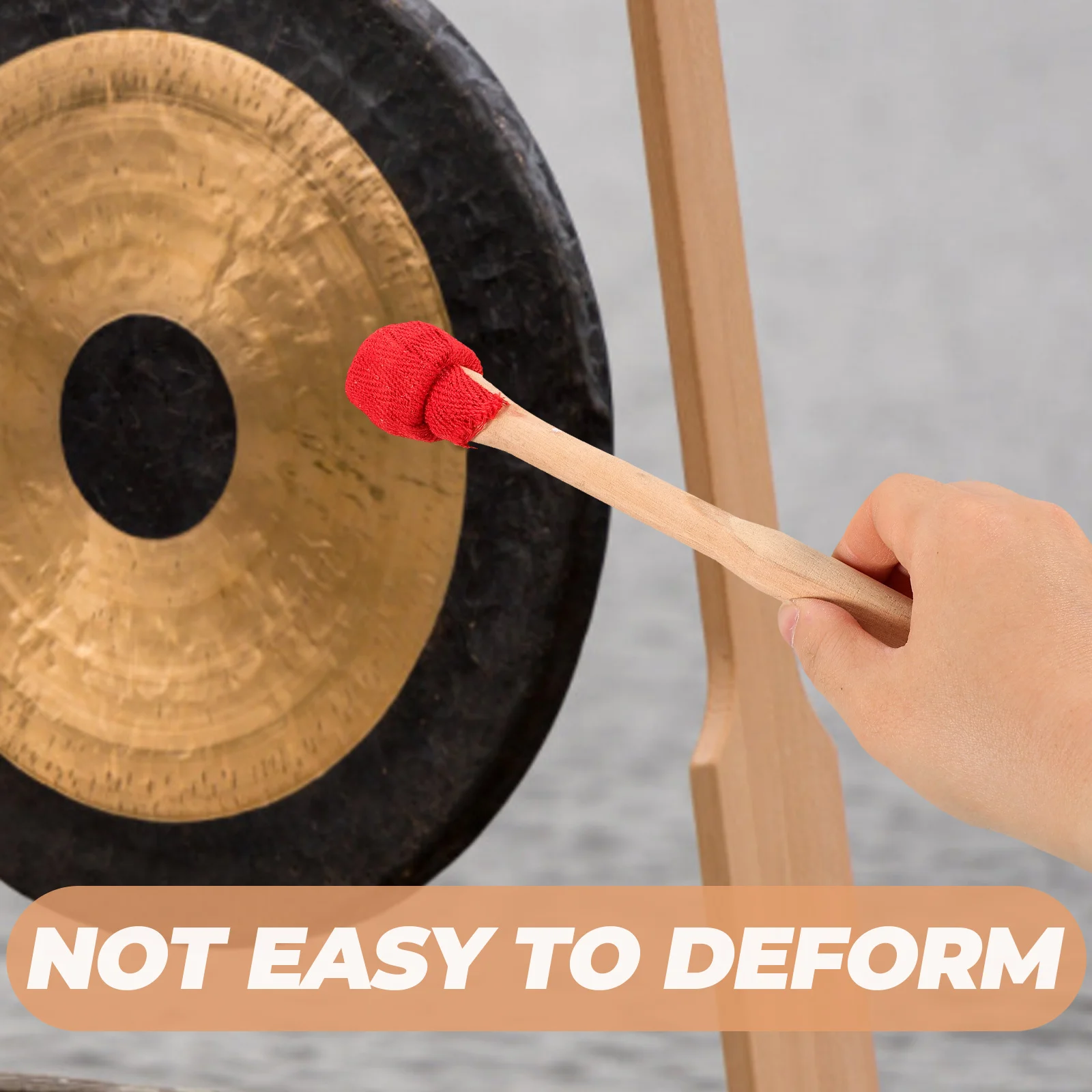 

2pcs Wooden Handle Percussion Instruments Cotton Heads Beginner Drumsticks Secure Grip Red Cloth Wrap Practice Sticks Wood For