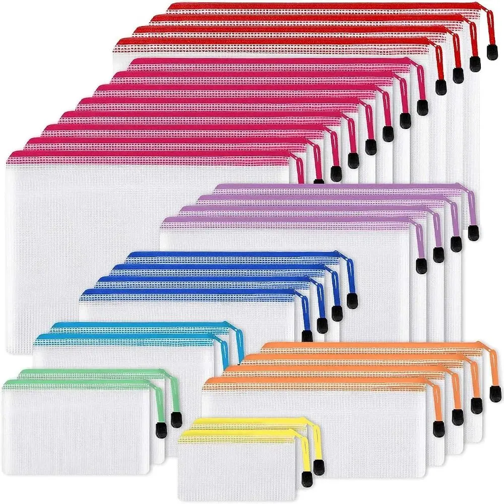 Cosmetic Makeup Bags Mesh Zipper Pouch Document Organiser Paper Organizer Document Folder Large Capacity Plastic