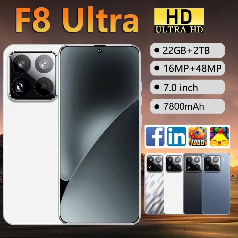 

2026 Screen Protector For F8 Ultra Smratphone 22GB+2TB Global Edition 16MP x 48MP 7.0''HD 7800mAh Android 5G