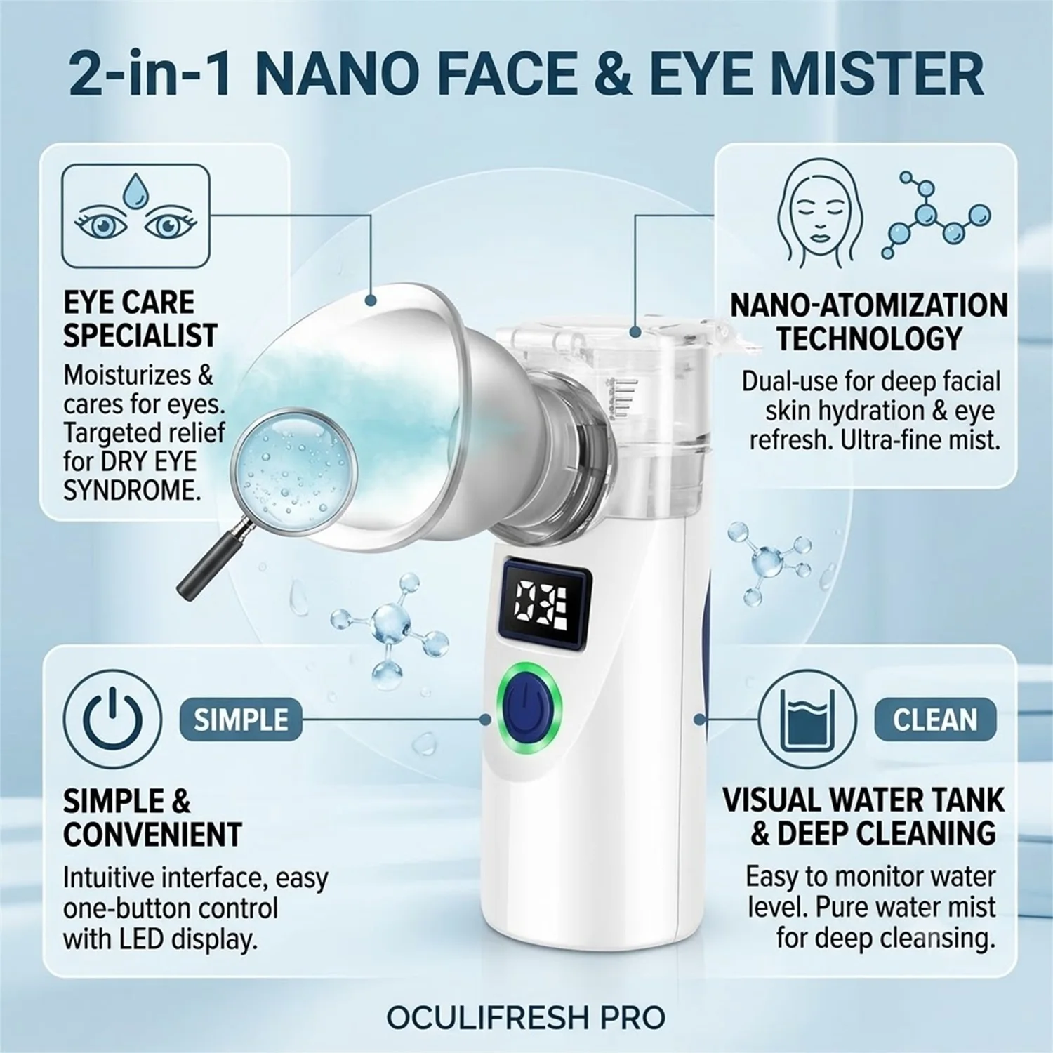 Electric Eye Massager with Nano Steam Moisturizing Spray Eye Massage Device for Dry Eye Eyes Massage Humidifier for Eye Care