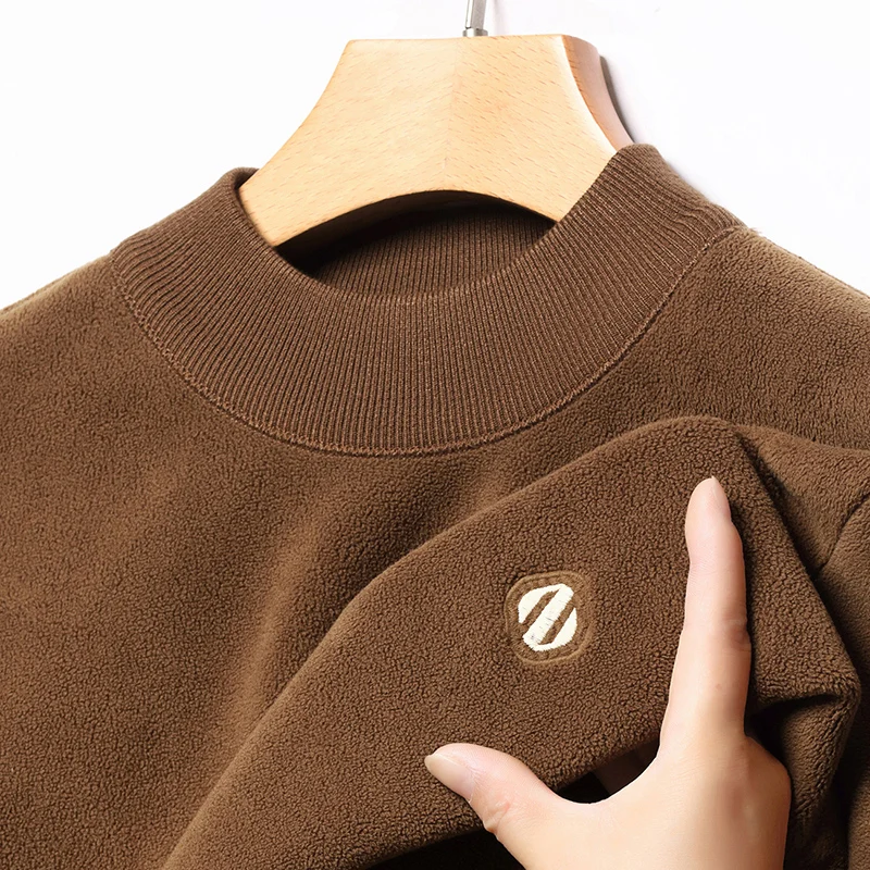 

Hot Sales Winter New Arrival Men's Half Neck Pullover Sweater High Quality Embroidery Plush Thicken Fashion Versatile Men'swear