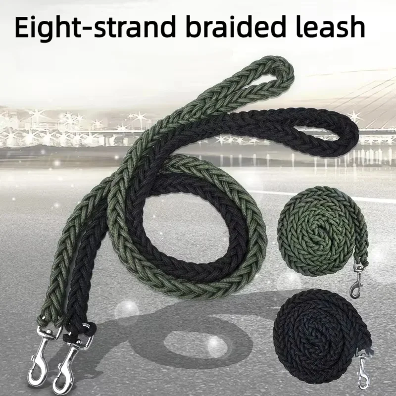 Large Dog Leash Nylon Braided Traction Rope Pet Walking Thick Hand Rope For Bulldog Rottweiler Hound Dogs Accessories