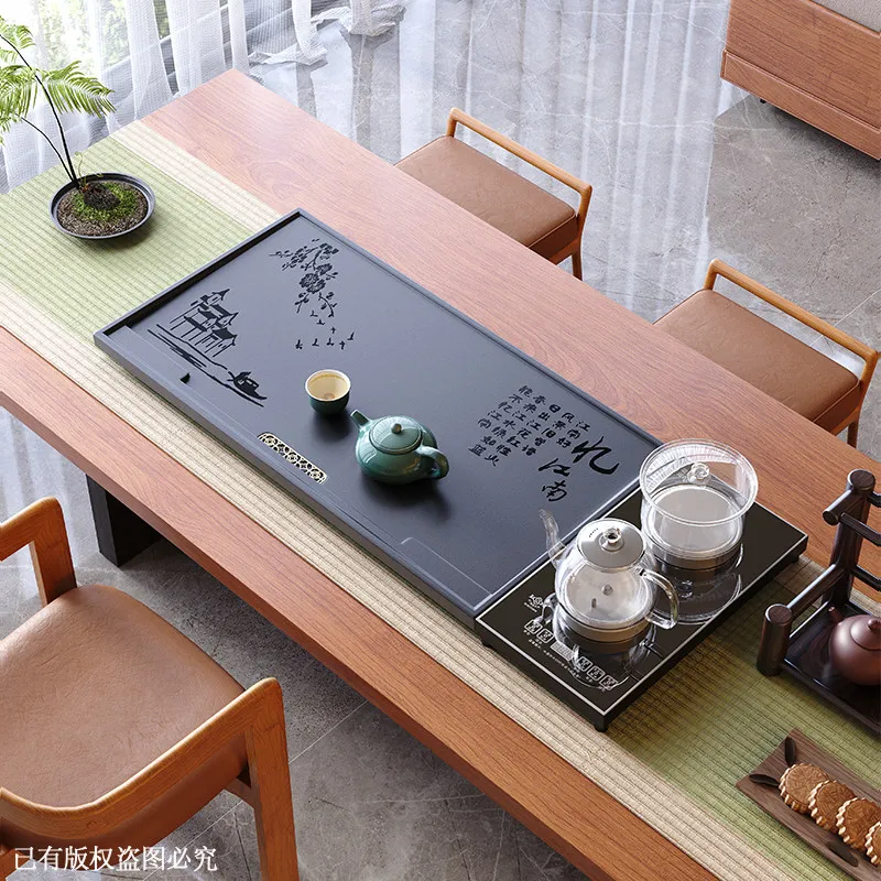 Chinese Marble Tea Tray Gongfu Supplies Puer Tea Stone Tea Tray Natural Stone Large Modern bandejas de madera Rectangular Tray