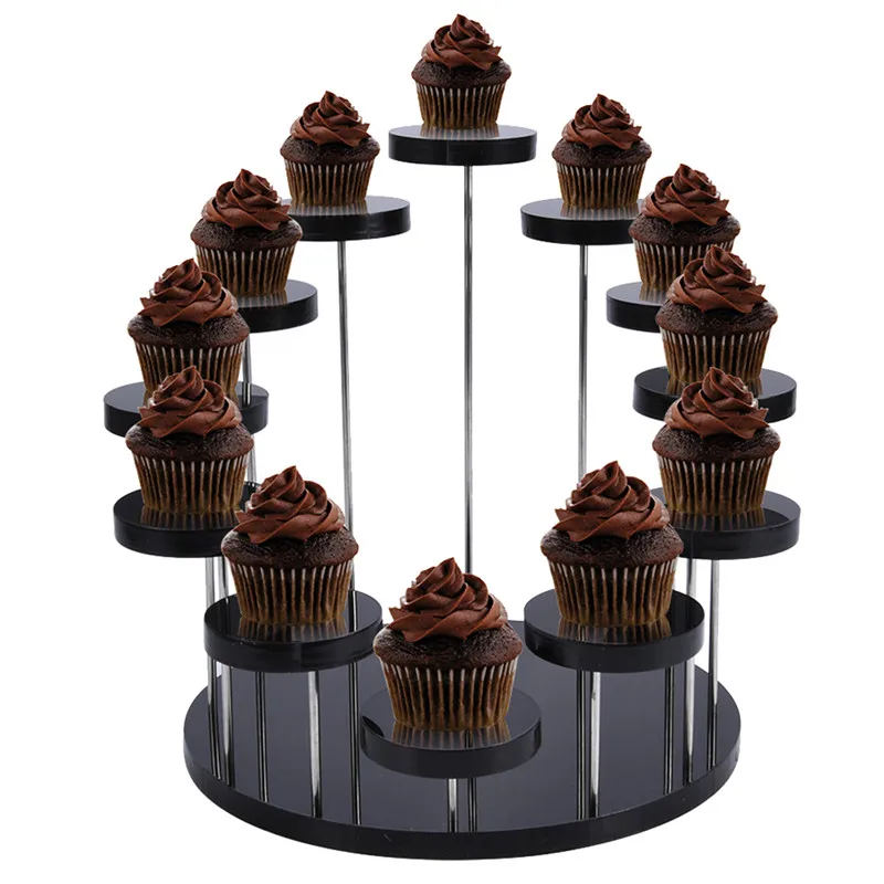 1pc 3/12 Tray Cupcake Stand Acrylic Display Stand for Jewelry Cake Dessert Rack Wedding Birthday Party Decor for Small Items