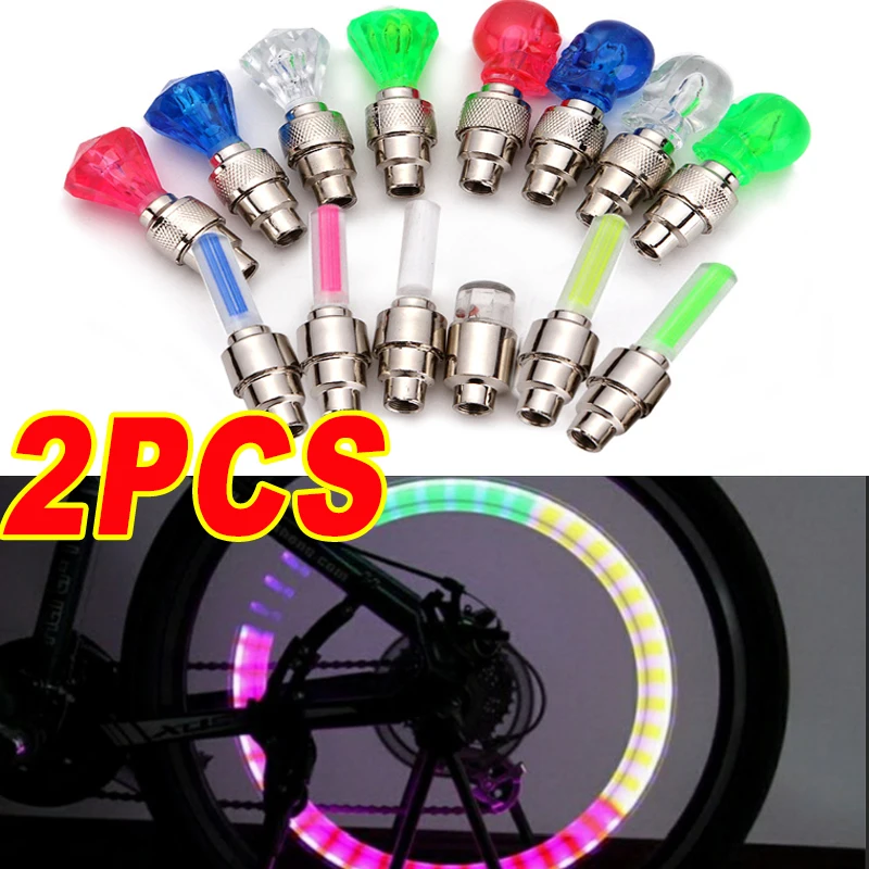 

2Pcs Bicycle Gemstone Ghost Head Pneumatic Nozzle Light Colourful Wind turbine Fluorescent Stick Shape Cool Cycling Gear