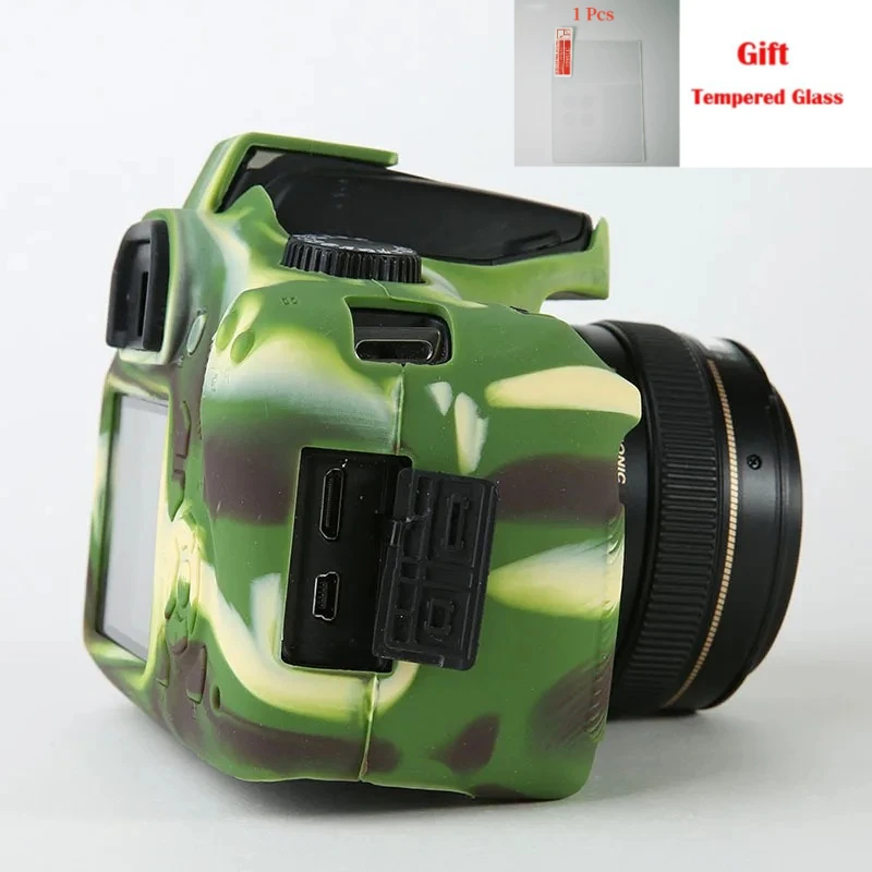 Silicone Skin Cover ，For Canon EOS  3000D 4000D camera protection anti-drop soft case camera bag+ 1PCS Free Tempered Film