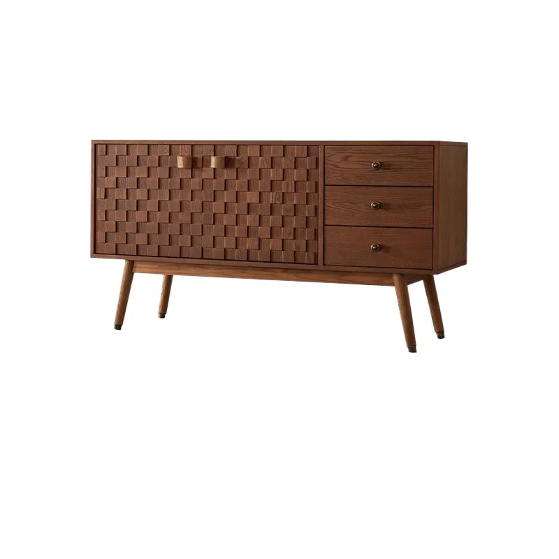 

American retro chest antique solid wood living room dining side cabinet Nordic entrance cabinet