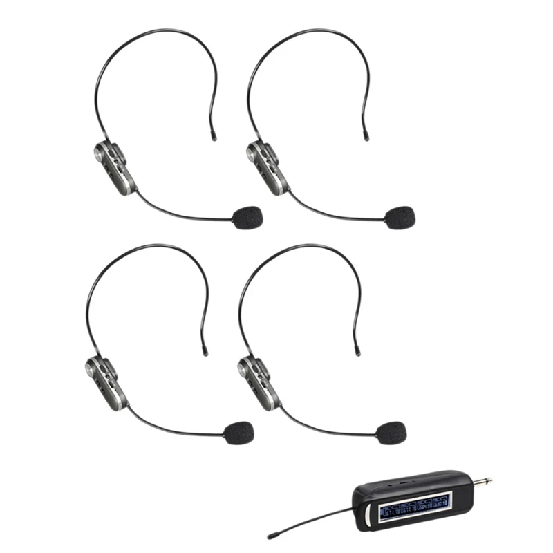 

UHF Wireless Microphone Headset 4 Channel Wireless Headset Microphone For PA System Teaching Fitness Loudspeaker