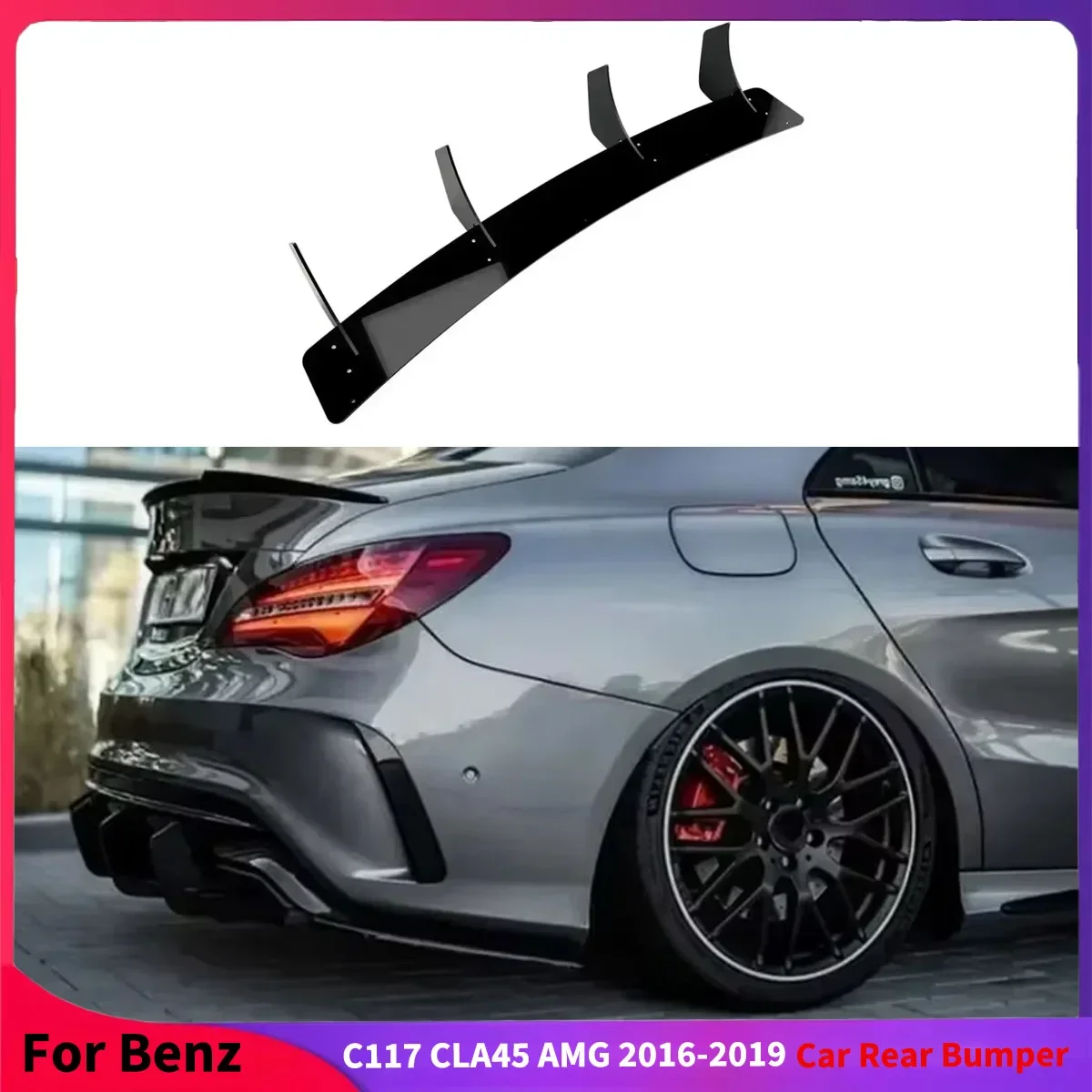 For Mercedes Benz C117 CLA45 AMG 2016-2019 Car Rear Bumper Lower Diffuser Lip Body Kit Side Splitters Spoiler Accessories