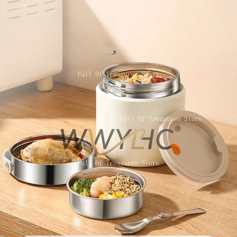 Stainless Steel Double Layer Thermal Insulation Bowl Suitable for Office and Outdoor Meal Containers