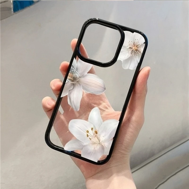 Cute Cherry Blossom Lily Pearl Phone Case for Samsung Galaxy S21 S23 S24 Ultra S25 FE A56 A55 A54 A06 A16 A15 A35 A34 5G Cover view 2