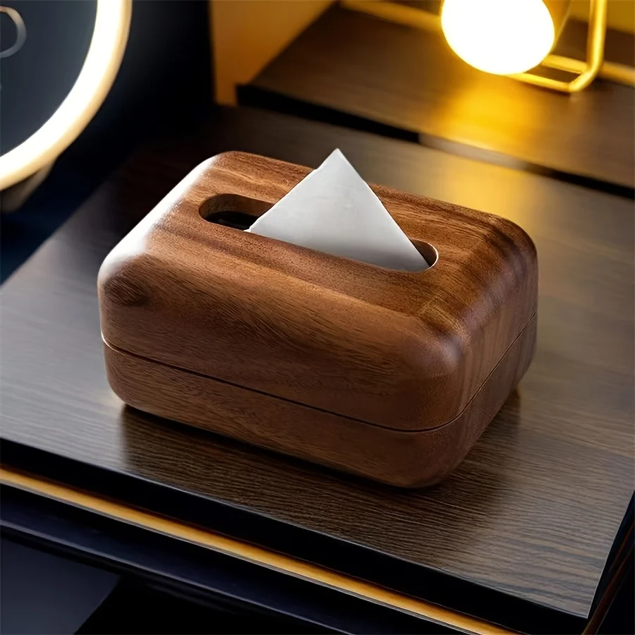 Magnetische Nussbaum Tissue Box Wohnzimmer Massivholz Papier Box Tisch Desktop Lagerung Badezimmer Hause Dekoration Tissue Fall