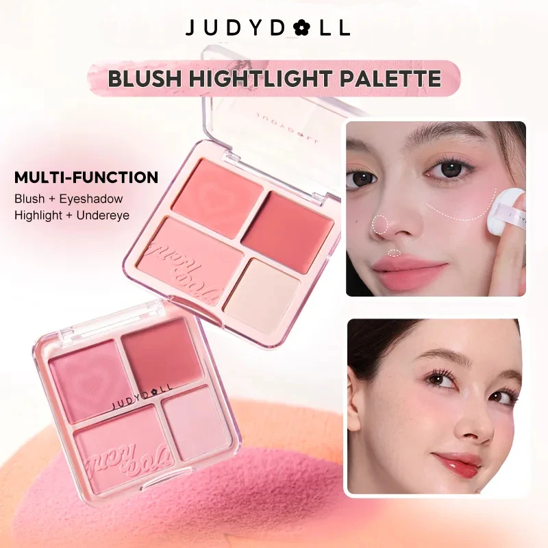 Judydoll Blush Highlight Palette crème et poudre combinaison multi-usages Palette fard à paupières sous les yeux doux-focus mat