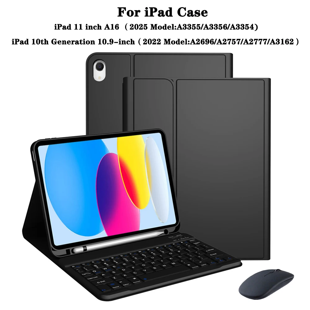 

Keyboard Case for iPad 10th Generation 10.9 inch,For iPad 11 inch A16 2025 Tablet Case with Detachable Bluetooth keyboard