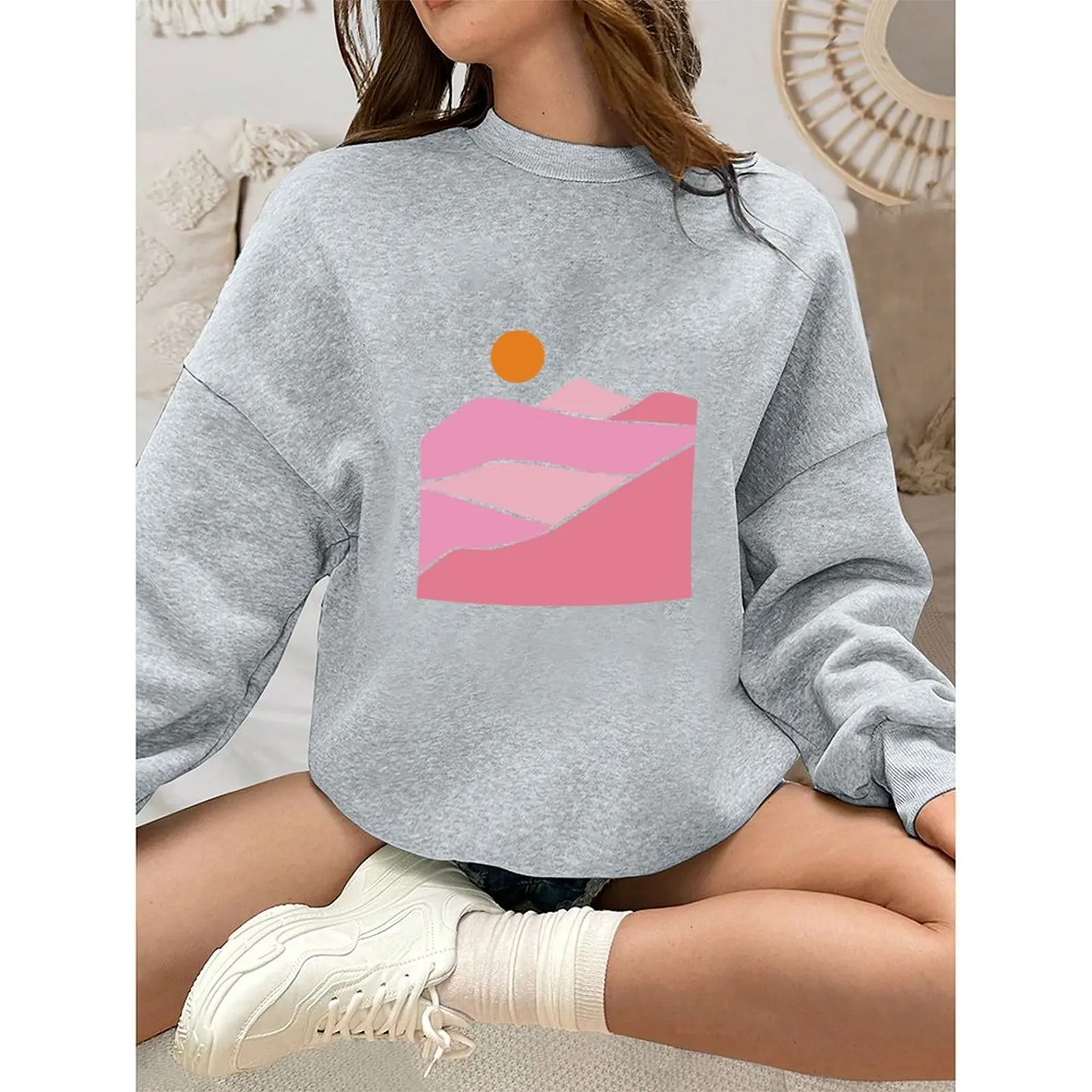 

Women's Sweater Hoodies Sweatshirts Velvet Winter Casual Spray-painted Print Colorful Long Sleeve Pullovers Autumn Woman Clothes