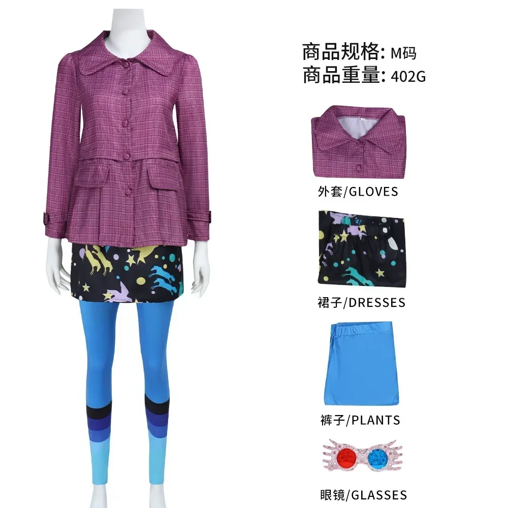 Disfraz de Luna Lovegood para Cosplay, Conjunto de Ropa de Película Mágica con Gafas, Faldas y Calcetines, Trajes de Halloween y Carnaval para Mujer